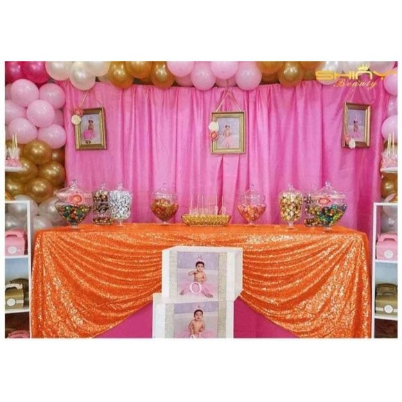 Dining Orange Sequin Tablecloth 6x102 Rectangle Wedding Linen Table